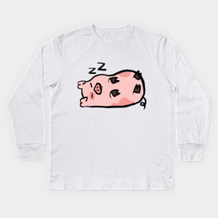 Cute Cartoon Piggy Fast Asleep Kids Long Sleeve T-Shirt